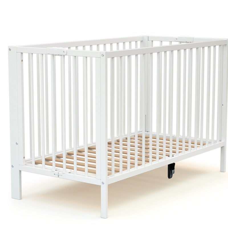 AT4 - Cuna bebé plegable FOLDO madera - Blanco - 60 x 120 - 124 x 64 x 82 cm Blanco - Kiabi