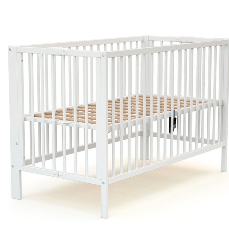 AT4 - Cuna bebé plegable FOLDO madera - Blanco - 60 x 120 - 124 x 64 x 82 cm Blanco - Kiabi