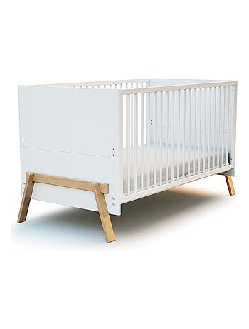 AT4 - Cuna bebé y cómoda cambiador 3 cajones CANAILLE madera - Blanco/Haya - 70 x 140