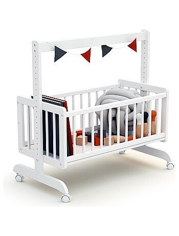 AT4 - Cuna colecho bebé evolutiva NINO madera - Blanco - 40 x 80 - 88 x 52 x 90 cm
