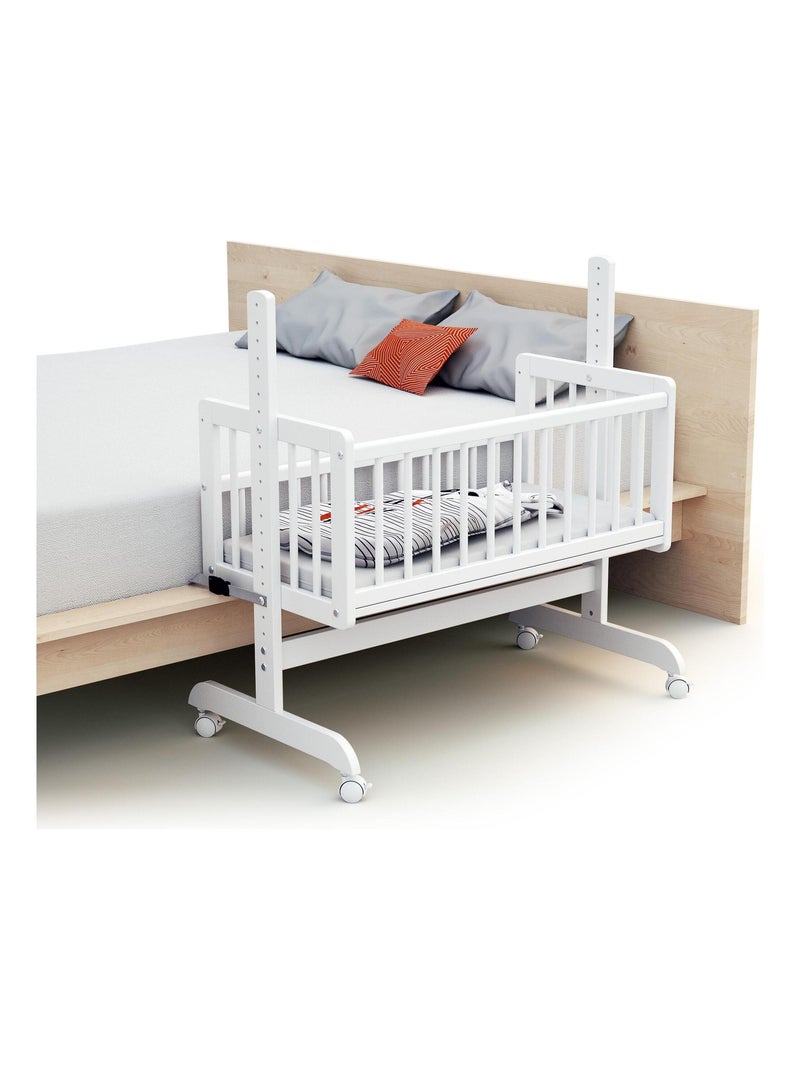 AT4 - Cuna colecho bebé evolutiva NINO madera - Blanco - 40 x 80 - 88 x 52 x 90 cm Blanco - Kiabi