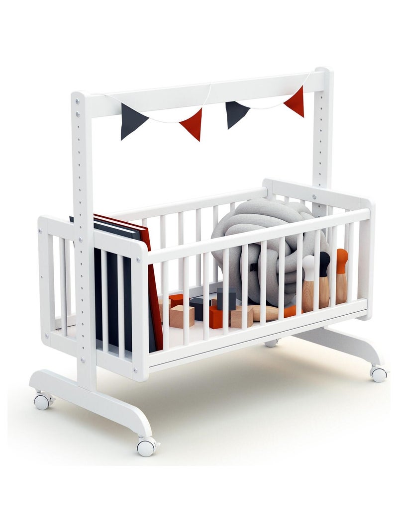 AT4 - Cuna colecho bebé evolutiva NINO madera - Blanco - 40 x 80 - 88 x 52 x 90 cm Blanco - Kiabi