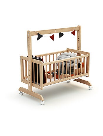 AT4 - Cuna colecho bebé evolutiva NINO madera - Blanco - 40 x 80 - 88 x 52 x 90 cm