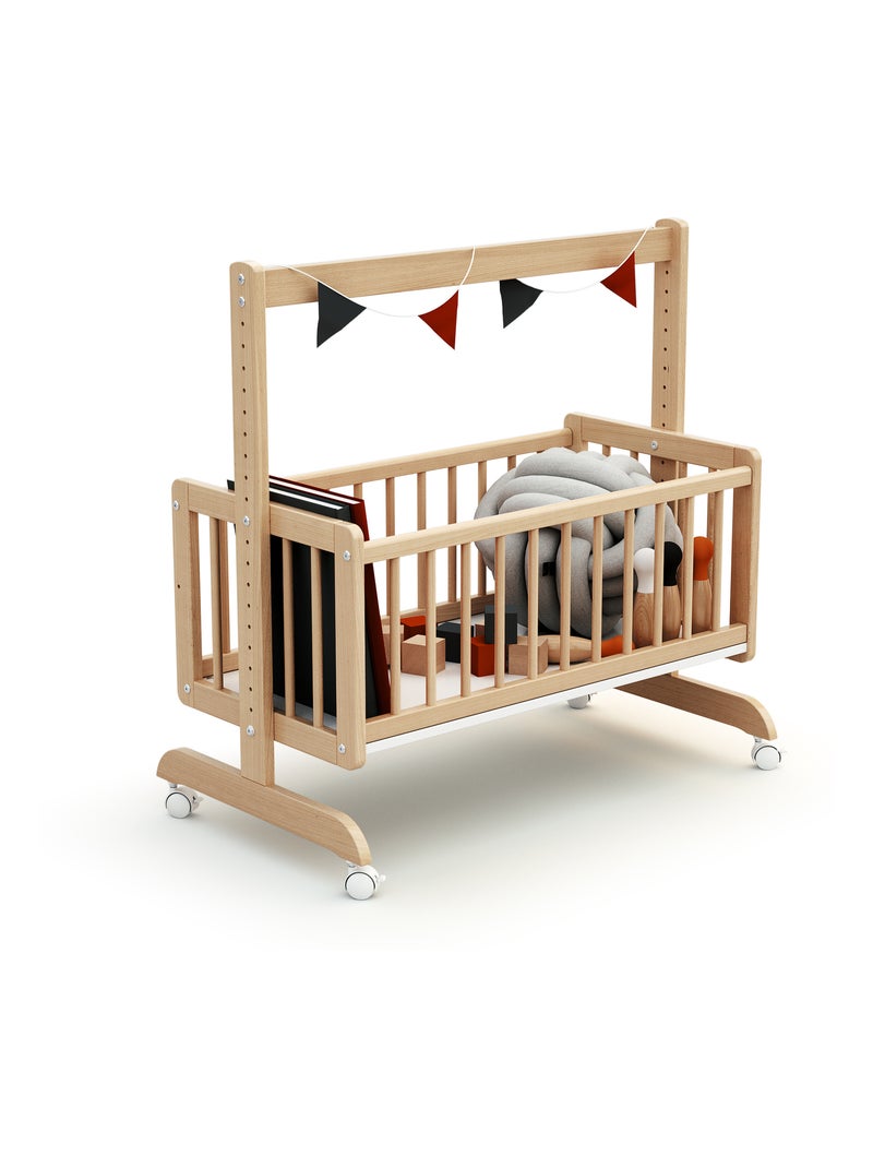 AT4 - Cuna colecho bebé evolutiva NINO madera - Haya Barnizada - 40 x 80 - 88 x 52 x 90 cm Beige claro - Kiabi