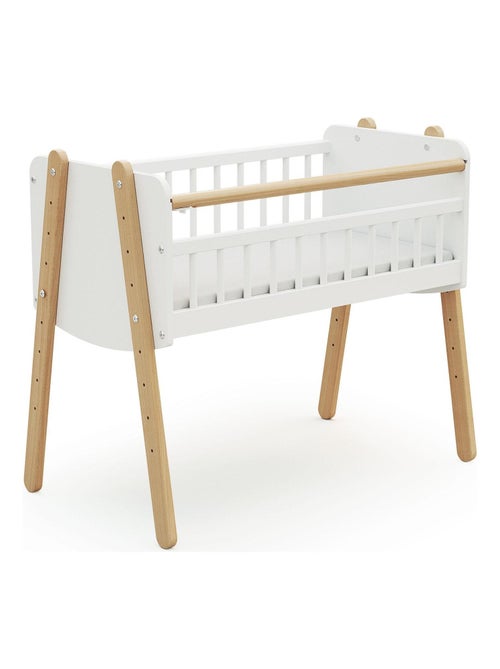 AT4 - Cuna colecho bebé PIRATE madera - Blanco/Haya Barnizada - 87 x 50 x 74 cm - Kiabi