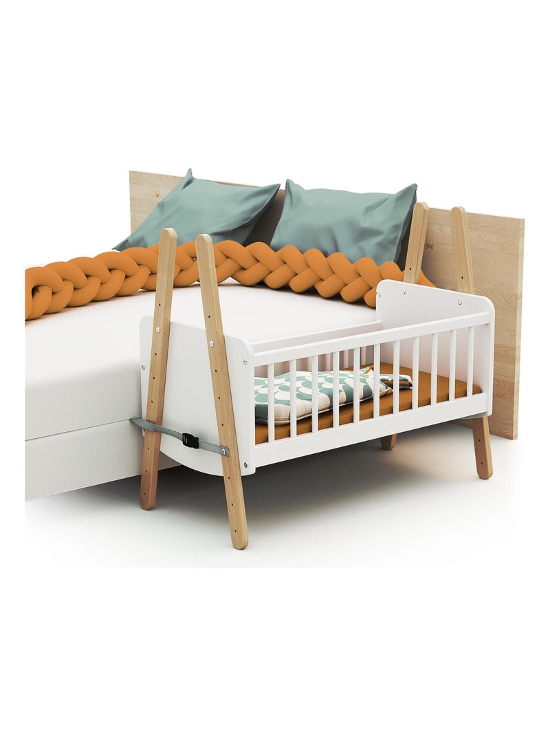 AT4 - Cuna colecho bebé PIRATE madera - Blanco/Haya Barnizada - 87 x 50 x 74 cm Beige/Blanco - Kiabi