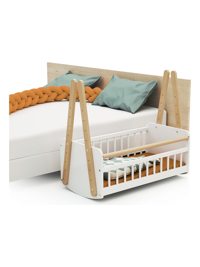 AT4 - Cuna colecho bebé PIRATE madera - Blanco/Haya Barnizada - 87 x 50 x 74 cm Beige/Blanco - Kiabi