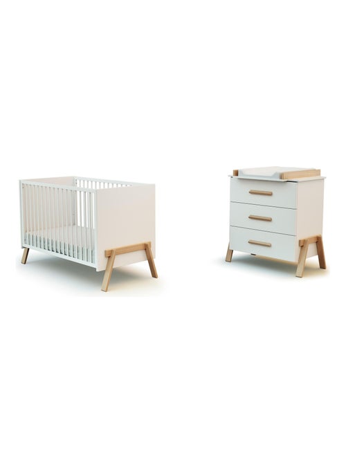 At4 - cuna y cómoda cambiador canaille madera - blanco/haya - 60 x 120 - Kiabi