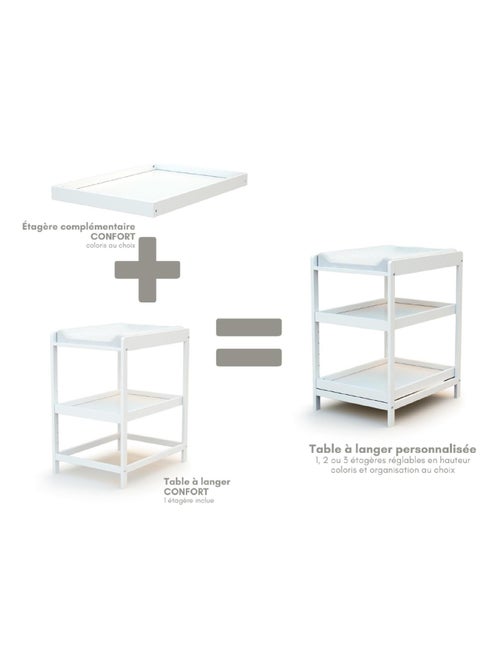 AT4 - Estante para cambiador bebé LIMA madera - Blanco - 72 x 55 x 5,50 cm - Kiabi