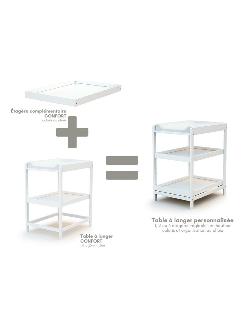 AT4 - Estante para cambiador bebé LIMA madera - Blanco - 72 x 55 x 5,50 cm Blanco - Kiabi