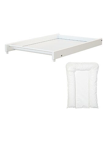AT4 - Gran cambiador con colchón para cuna bebé MONA madera - Blanco - 82,50 x 54 x 12 cm
