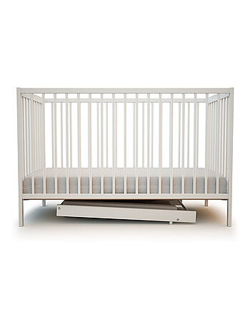 AT4 - Gran cambiador con colchón para cuna bebé MONA madera - Blanco - 82,50 x 54 x 12 cm