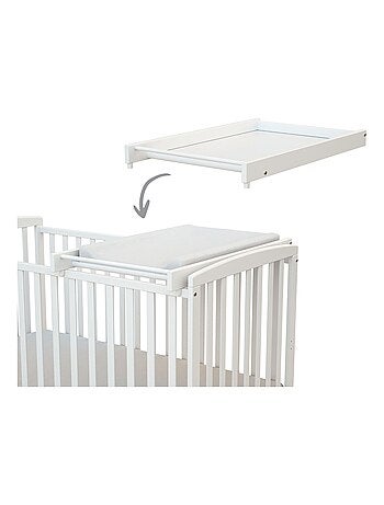 AT4 - Gran cambiador con colchón para cuna bebé MONA madera - Blanco - 82,50 x 54 x 12 cm