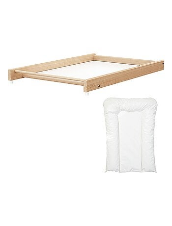 AT4 - Gran cambiador con colchón para cuna bebé MONA madera - Blanco - 82,50 x 54 x 12 cm