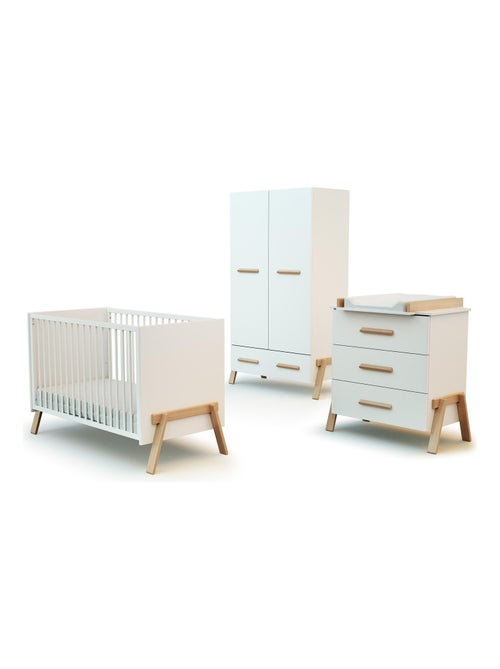 At4 - habitación bebe completa canaille madera - blanco/haya barnizada - 60 x 120 - 135 x 64 x 84 cm - Kiabi At4 - habitación bebe completa canaille madera - blanco/haya barnizada - 60 x 120 - 135 x 64 x 84 cm - Kiabi