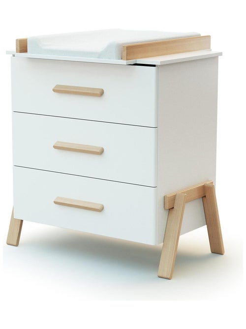 At4 - habitación bebe completa canaille madera - blanco/haya barnizada - 60 x 120 - 135 x 64 x 84 cm - Kiabi At4 - habitación bebe completa canaille madera - blanco/haya barnizada - 60 x 120 - 135 x 64 x 84 cm - Kiabi