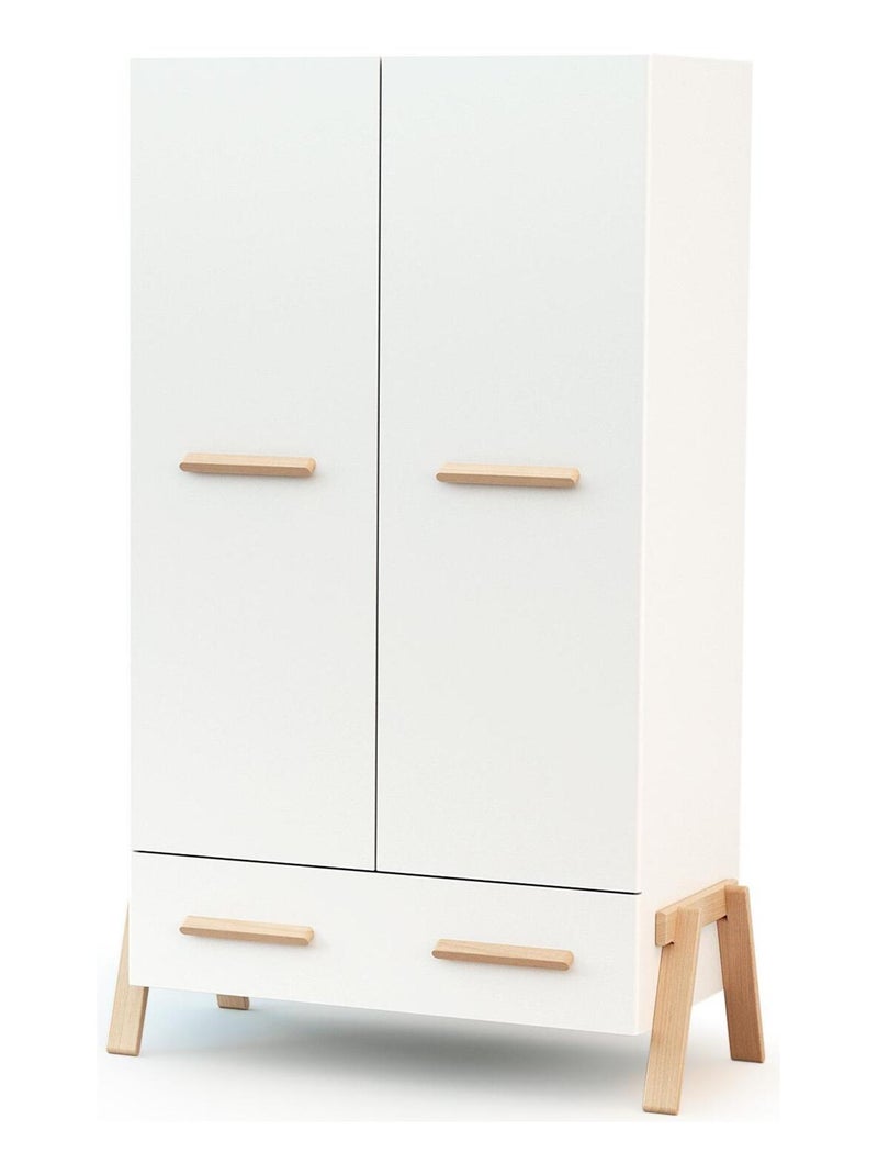 At4 - habitación bebe completa canaille madera - blanco/haya barnizada - 60 x 120 - 135 x 64 x 84 cm Beige/Blanco - Kiabi