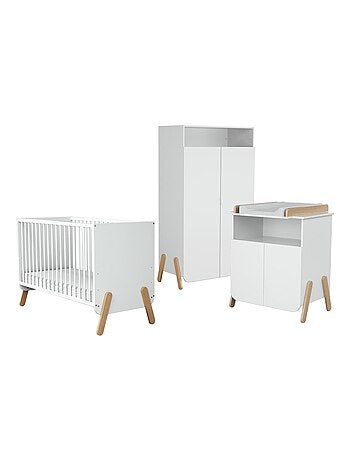 AT4 - Habitación bebe completa PIRATE madera - Blanco/Haya Barnizada - 60 x 120