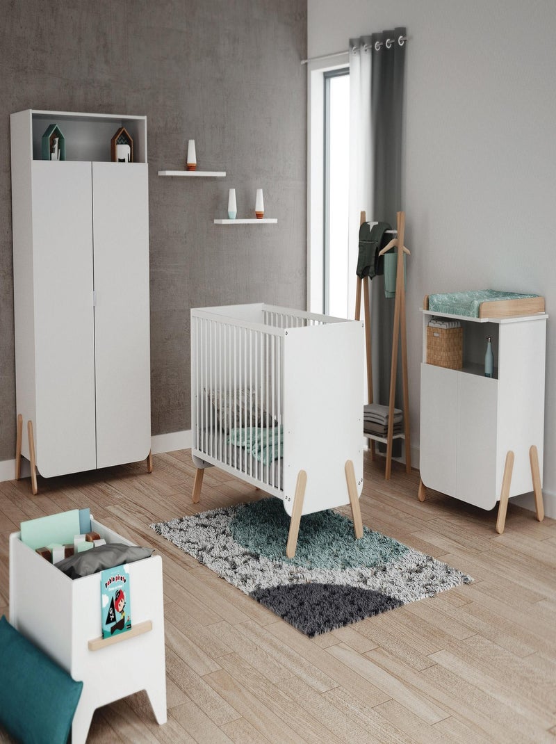 AT4 - Habitación bebe completa PIRATE madera - Blanco/Haya Barnizada - 60 x 120 Beige/Blanco - Kiabi
