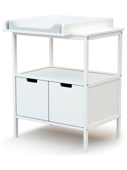AT4 - Mueble cambiador bebé 2 puertas NATUR madera - Blanco - 68 x 66 x 90,5 cm - Kiabi