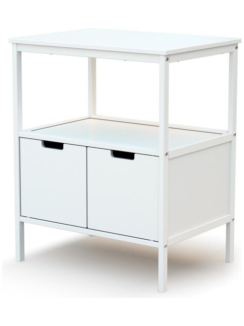 AT4 - Mueble cambiador bebé 2 puertas NATUR madera - Blanco - 68 x 66 x 90,5 cm - Kiabi