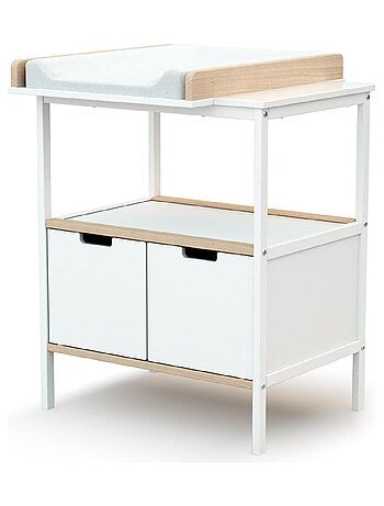 AT4 - Mueble cambiador bebé 2 puertas NATUR madera - Haya Cruda - 68 x 66 x 90,5 cm
