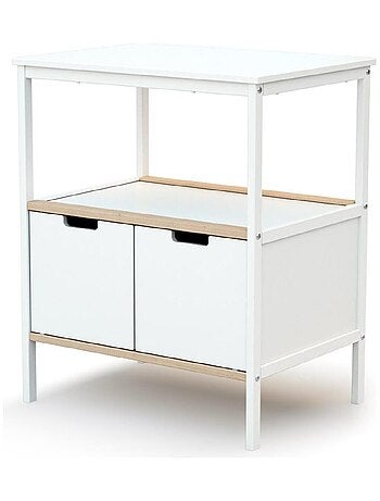 AT4 - Mueble cambiador bebé 2 puertas NATUR madera - Haya Cruda - 68 x 66 x 90,5 cm