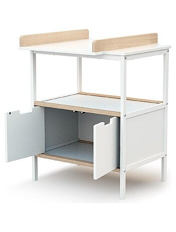 AT4 - Mueble cambiador bebé 2 puertas NATUR madera - Haya Cruda - 68 x 66 x 90,5 cm