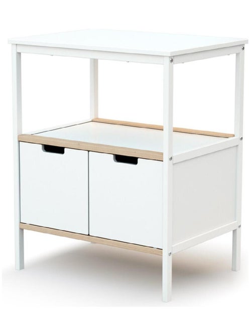 AT4 - Mueble cambiador bebé 2 puertas NATUR madera - Blanco/Haya Cruda - 68 x 66 x 90,5 cm - Kiabi