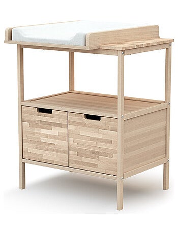 AT4 - Mueble cambiador bebé 2 puertas NATUR madera - Haya Cruda - 68 x 66 x 90,5 cm