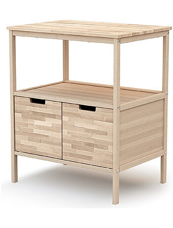 AT4 - Mueble cambiador bebé 2 puertas NATUR madera - Haya Cruda - 68 x 66 x 90,5 cm