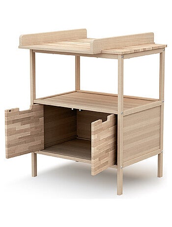 AT4 - Mueble cambiador bebé 2 puertas NATUR madera - Haya Cruda - 68 x 66 x 90,5 cm