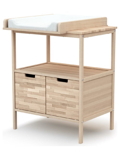 AT4 - Mueble cambiador bebé 2 puertas NATUR madera - Haya Cruda - 68 x 66 x 90,5 cm - Kiabi