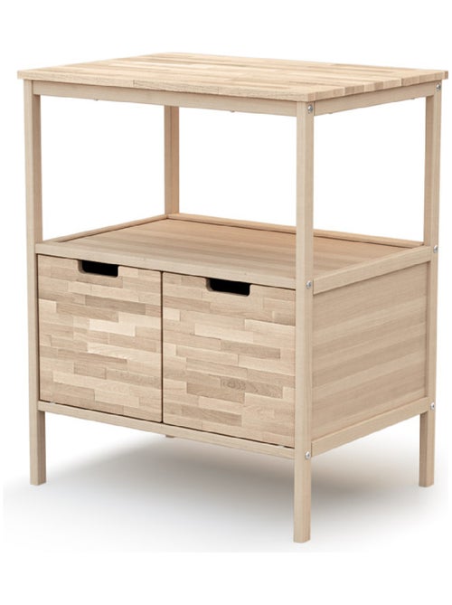 AT4 - Mueble cambiador bebé 2 puertas NATUR madera - Haya Cruda - 68 x 66 x 90,5 cm - Kiabi