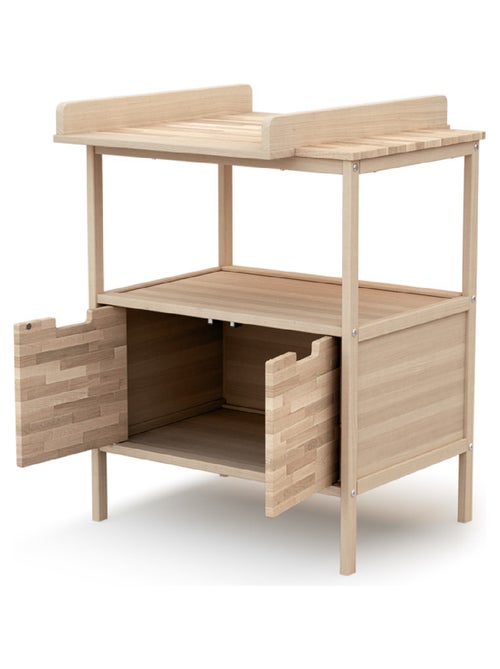 AT4 - Mueble cambiador bebé 2 puertas NATUR madera - Haya Cruda - 68 x 66 x 90,5 cm - Kiabi