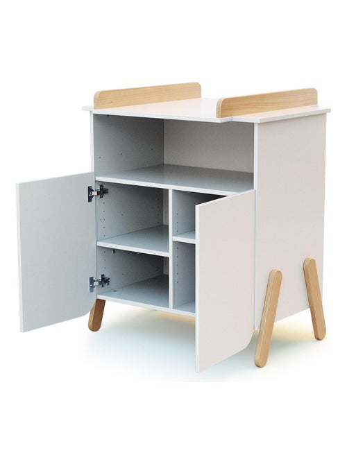 AT4 - Mueble cambiador bebé 2 puertas PIRATE madera - Blanco/Haya - 79 x 65,5 x 94 cm - Kiabi