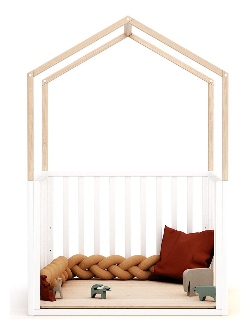 AT4 - Parque infantil bebé evolutivo en casita KASA madera - Blanco/Haya Barnizada - 100 x 100 cm Beige/Blanco - Kiabi