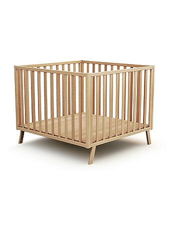 AT4 - Parque infantil bebé evolutivo en casita KASA madera - Haya Barnizada - 100 x 100 cm