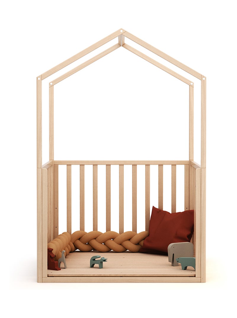 AT4 - Parque infantil bebé evolutivo en casita KASA madera - Haya Barnizada - 100 x 100 cm Beige claro - Kiabi
