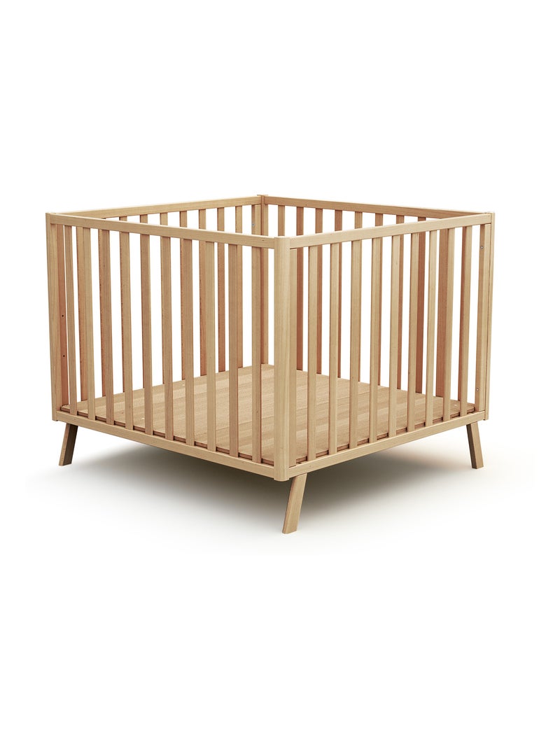 AT4 - Parque infantil bebé evolutivo en casita KASA madera - Haya Barnizada - 100 x 100 cm Beige claro - Kiabi