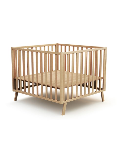 AT4 - Parque infantil bebé evolutivo en casita KASA madera - Haya Barnizada - 100 x 100 cm - Kiabi