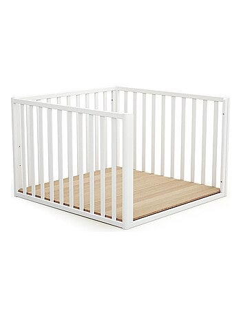 AT4 - Parque infantil bebé evolutivo KASA madera - Blanco - 100 x 100 cm