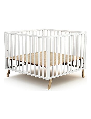 AT4 - Parque infantil bebé evolutivo KASA madera - Blanco - 100 x 100 cm