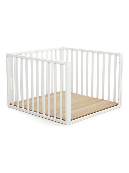 AT4 - Parque infantil bebé evolutivo KASA madera - Blanco - 100 x 100 cm - Kiabi