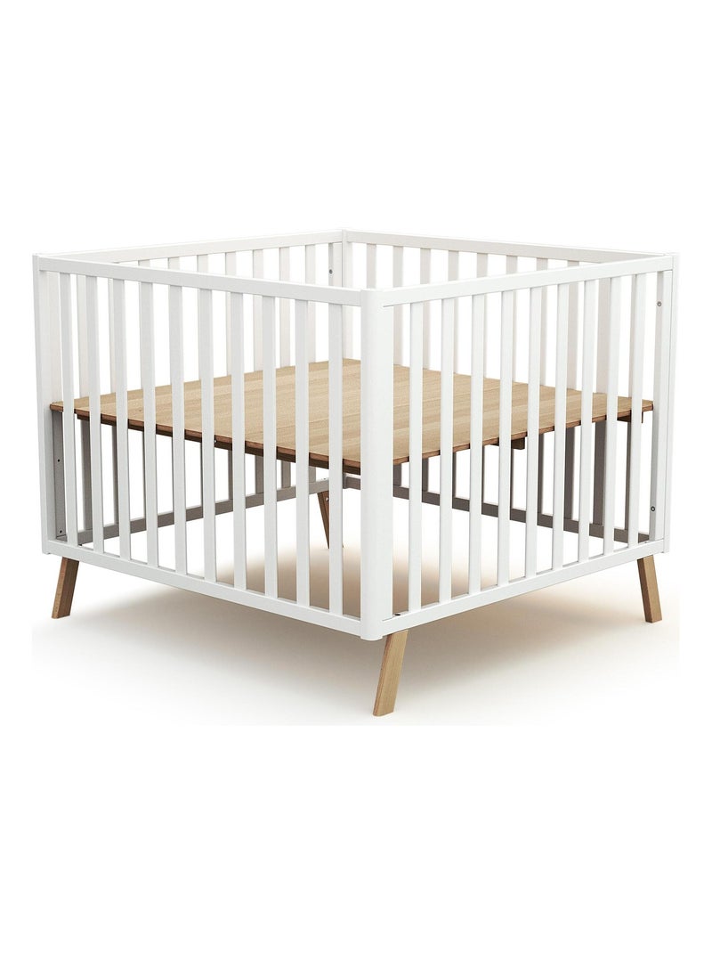 AT4 - Parque infantil bebé evolutivo KASA madera - Blanco - 100 x 100 cm Blanco - Kiabi
