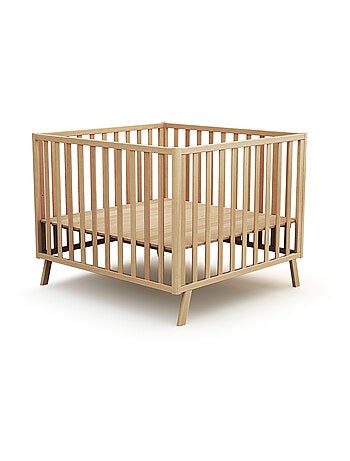 AT4 - Parque infantil bebé evolutivo KASA madera - Blanco - 100 x 100 cm