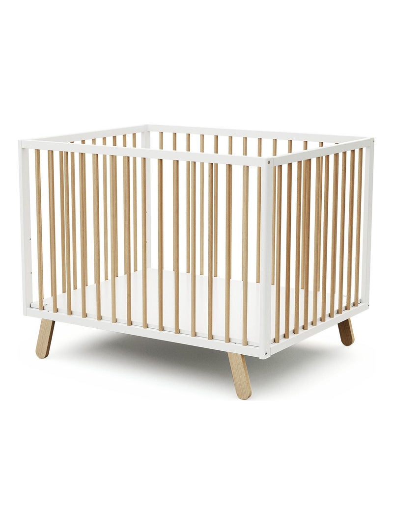 AT4 - Parque infantil bebé PIRATE madera - Blanco/Haya Barnizada - 80 x 100 cm Beige/Blanco - Kiabi