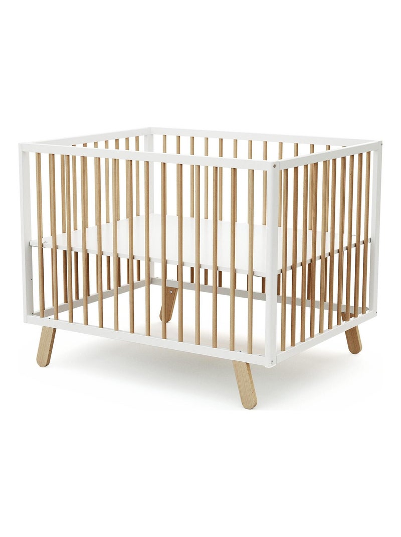 AT4 - Parque infantil bebé PIRATE madera - Blanco/Haya Barnizada - 80 x 100 cm Beige/Blanco - Kiabi
