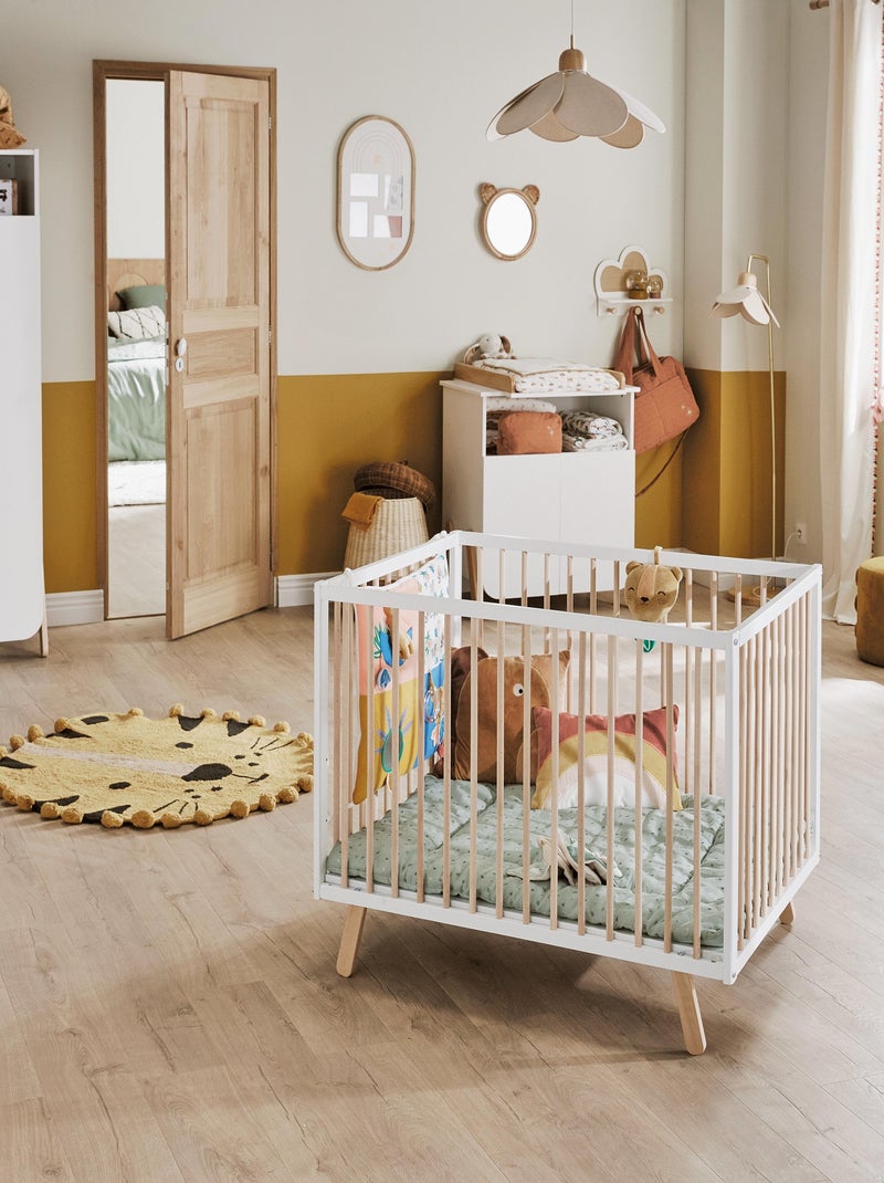 AT4 - Parque infantil bebé PIRATE madera - Blanco/Haya Barnizada - 80 x 100 cm Beige/Blanco - Kiabi