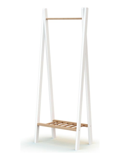 AT4 - Perchero infantil HOOKI madera - Blanco/Haya Cruda - 50 x 30 x 130 cm - Kiabi
